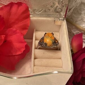 N/W/OUT TAGS JTV BEAUTIFUL BUMBLE BEE JASPER WITH BRAZILIAN MADEIRA CITRINE SZ 9